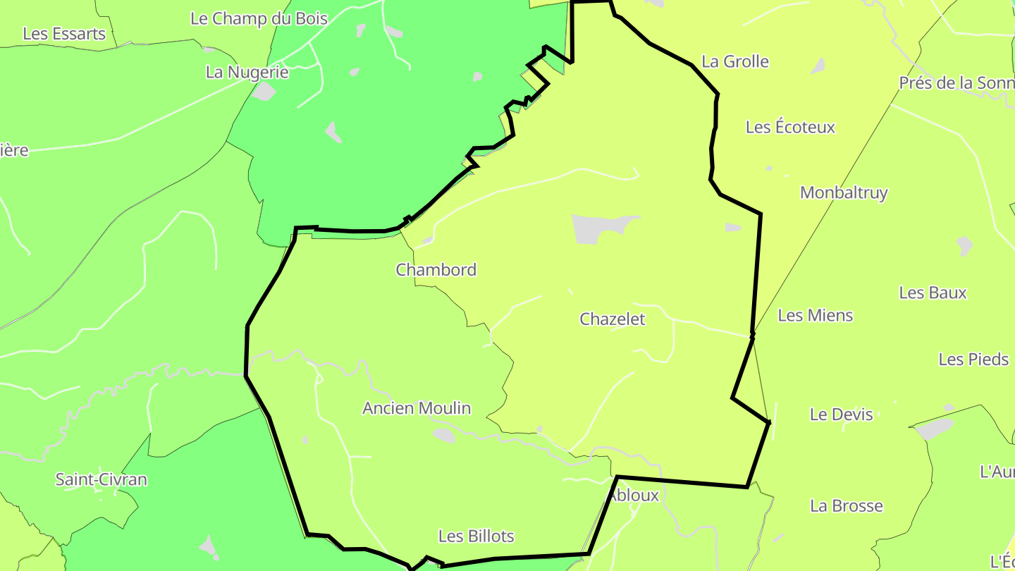Carte des prix de l'immobilier Chazelet