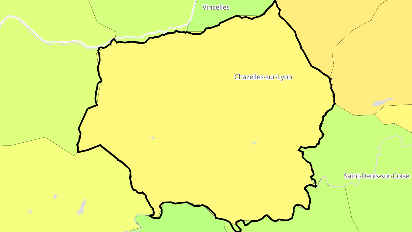Carte des prix de l'immobilier Chazelles-sur-Lyon