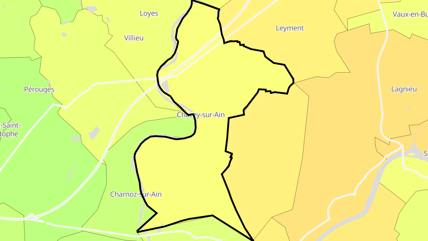 Carte des prix de l'immobilier Chazey-sur-Ain