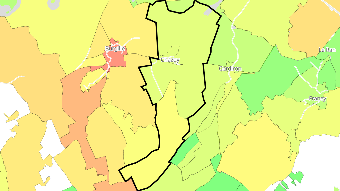 Carte des prix de l'immobilier Chazoy