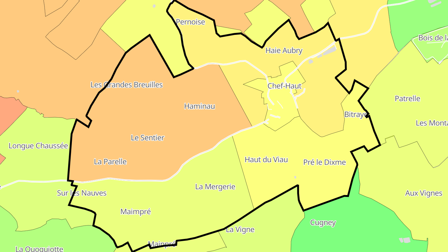 Carte des prix de l'immobilier Chef-Haut