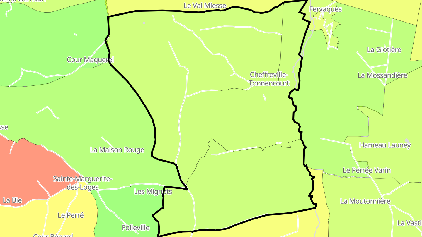 Carte des prix de l'immobilier Cheffreville-Tonnencourt