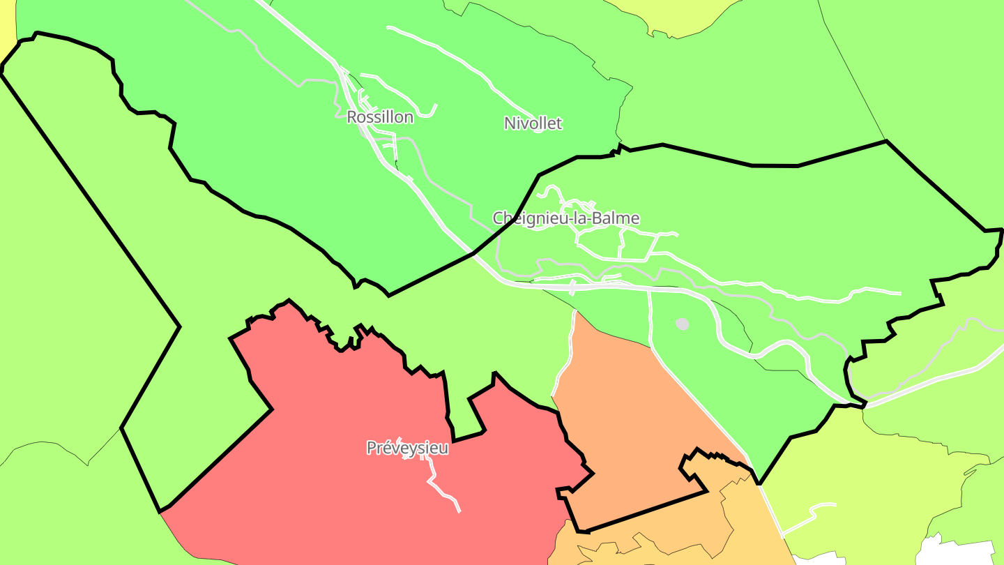 Carte des prix de l'immobilier Cheignieu-la-Balme