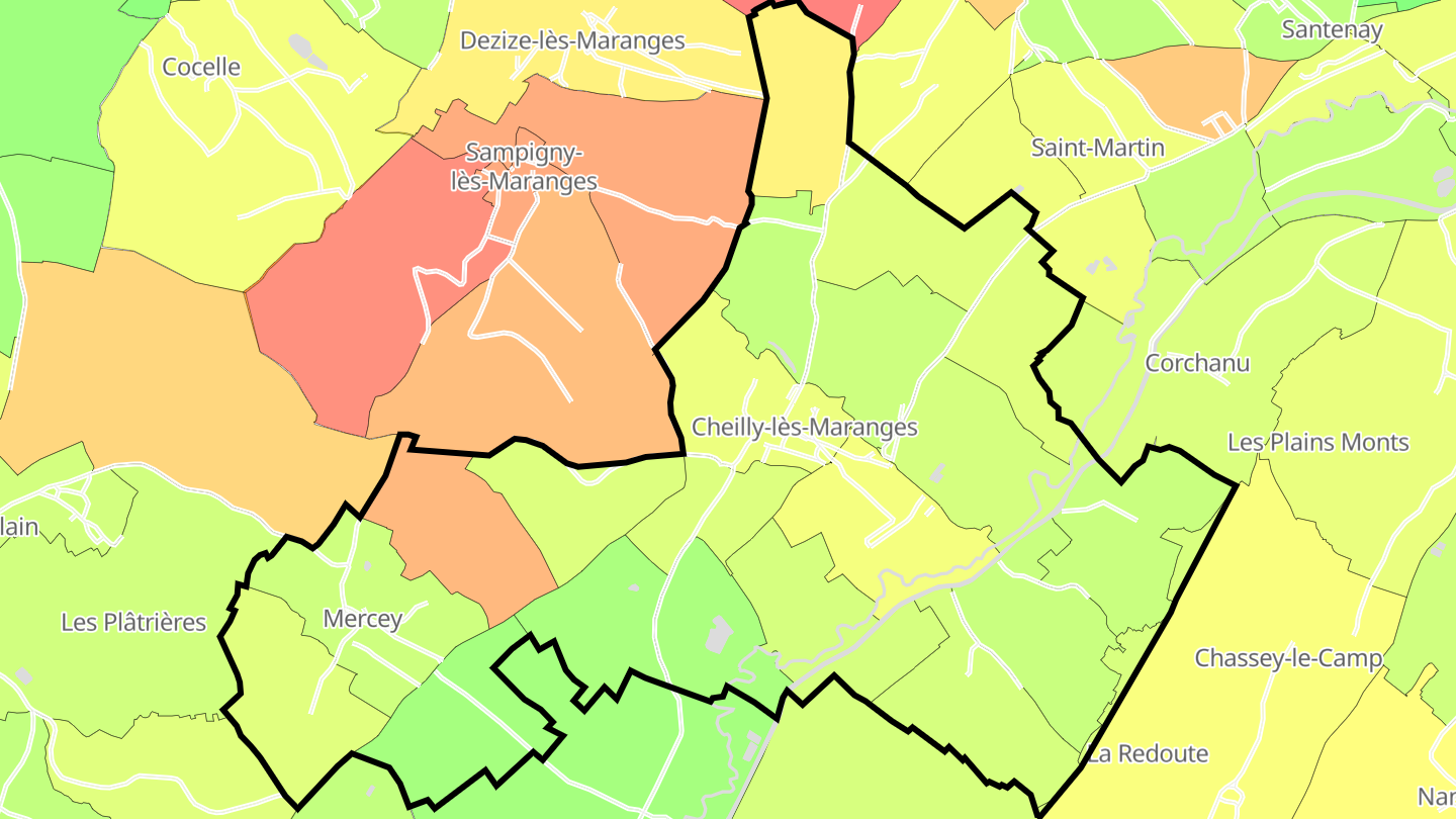 Carte des prix de l'immobilier Cheilly-lès-Maranges