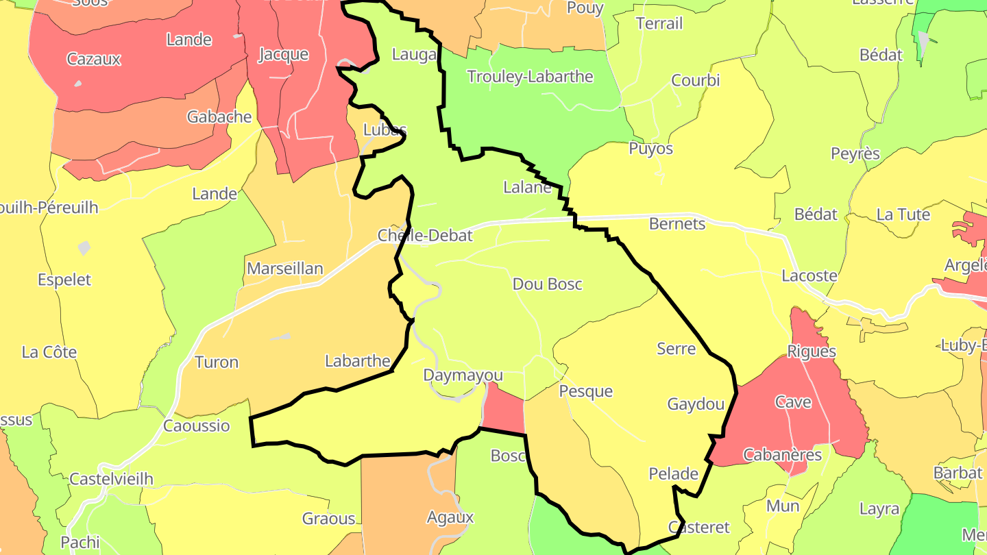 Carte des prix de l'immobilier Chelle-Debat
