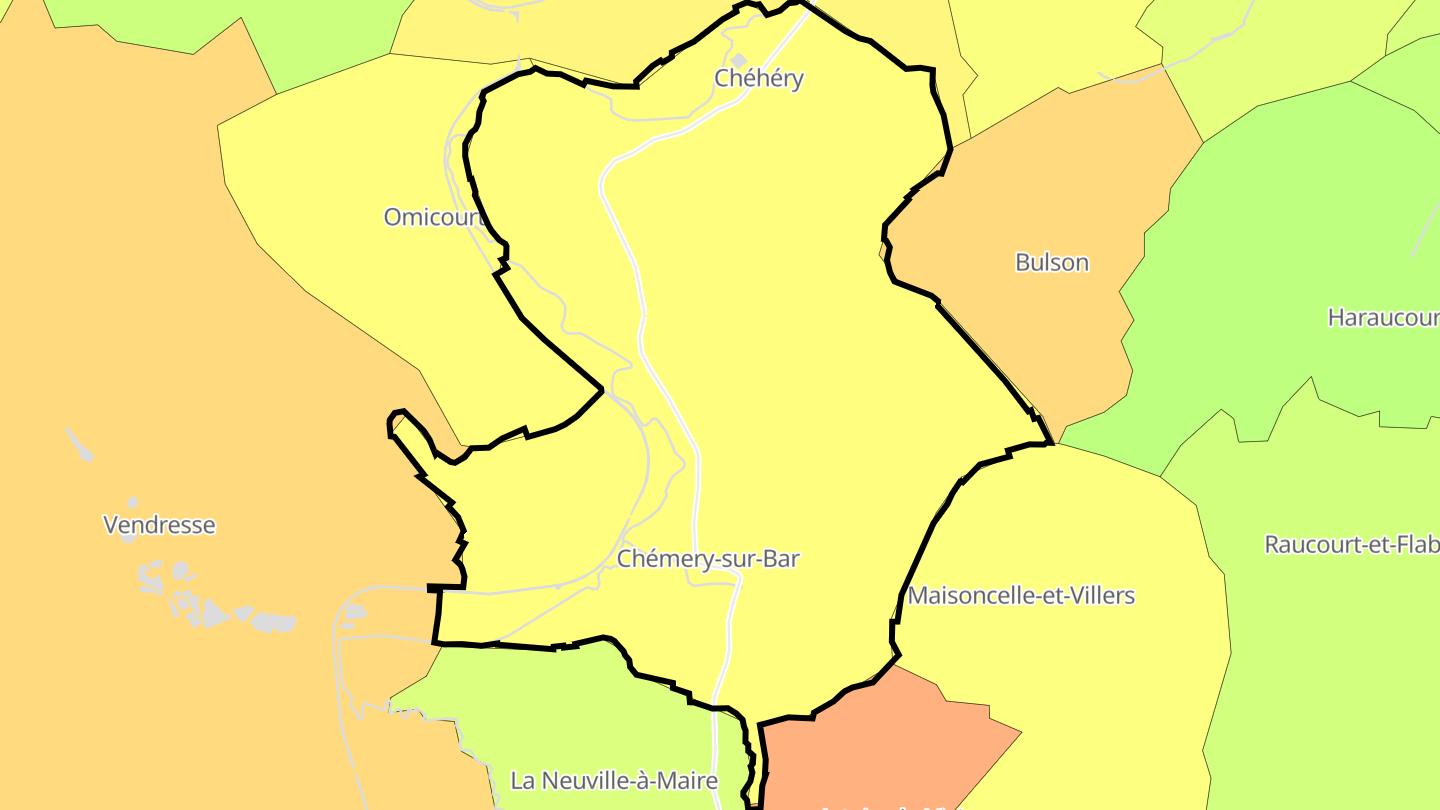Carte des prix de l'immobilier Chémery-Chéhéry