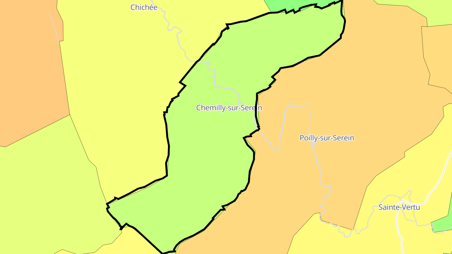 Carte des prix de l'immobilier Chemilly-sur-Serein