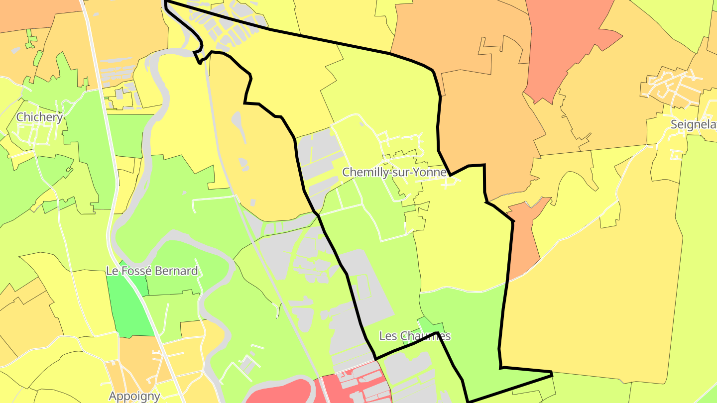 Carte des prix de l'immobilier Chemilly-sur-Yonne