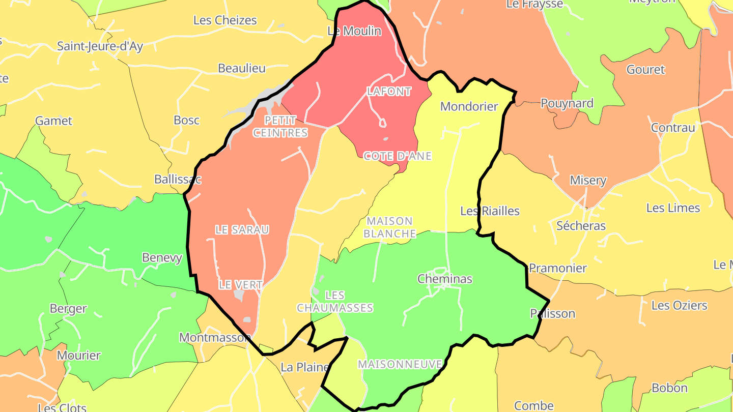 Carte des prix de l'immobilier Cheminas
