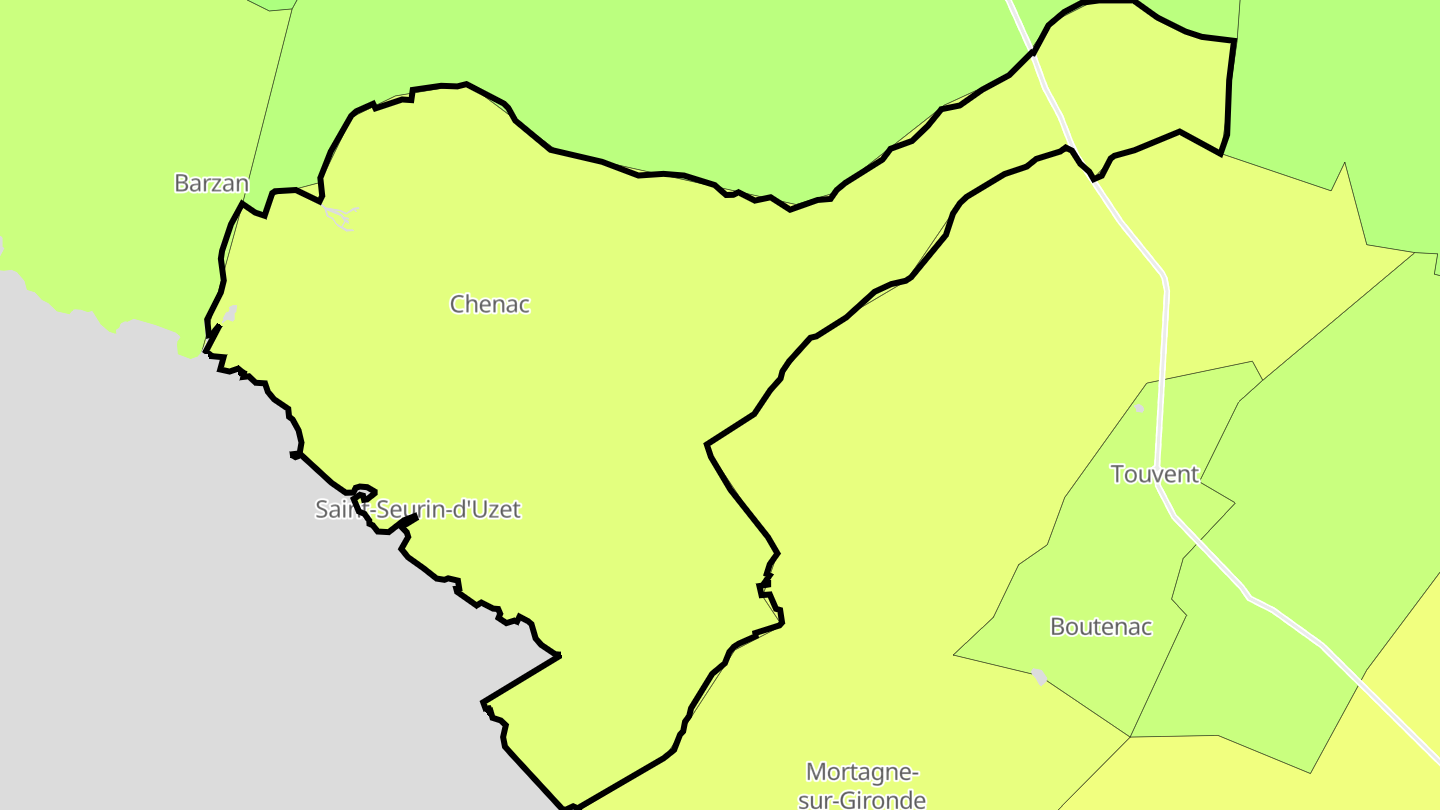 Carte des prix de l'immobilier Chenac-Saint-Seurin-d'Uzet