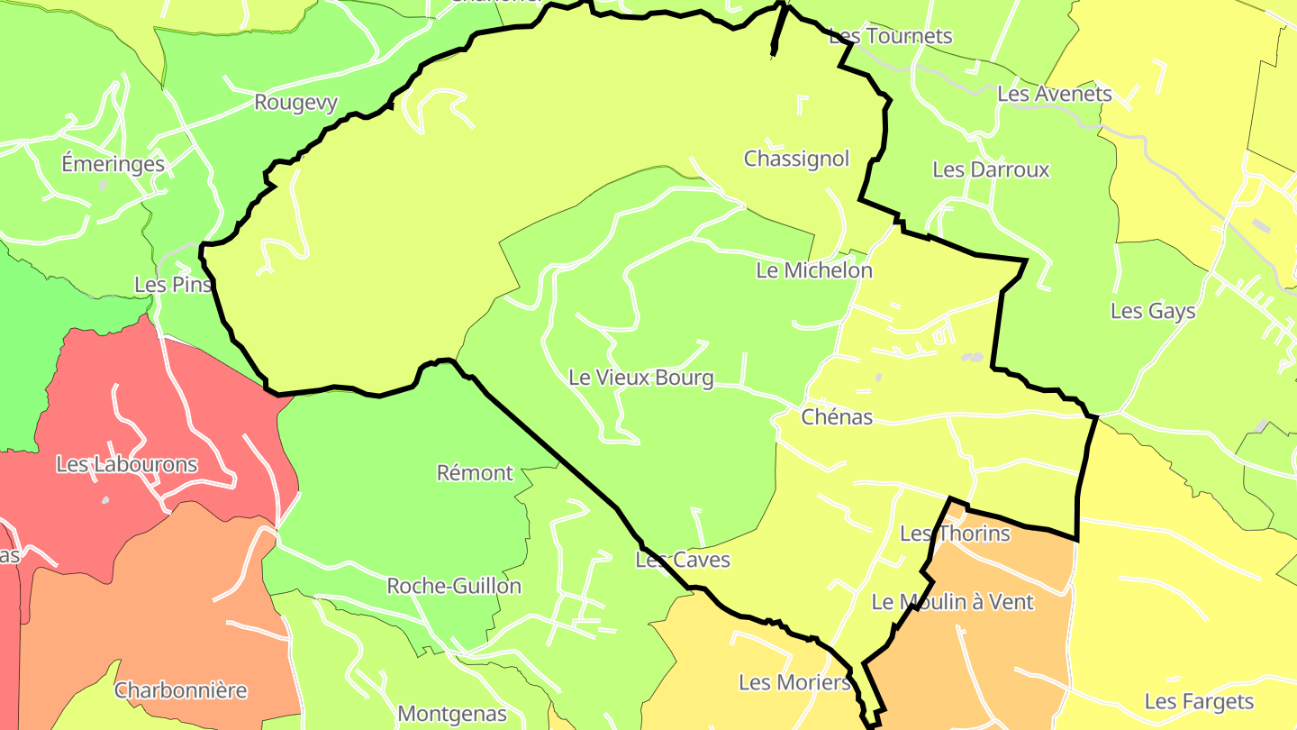 Carte des prix de l'immobilier Chénas