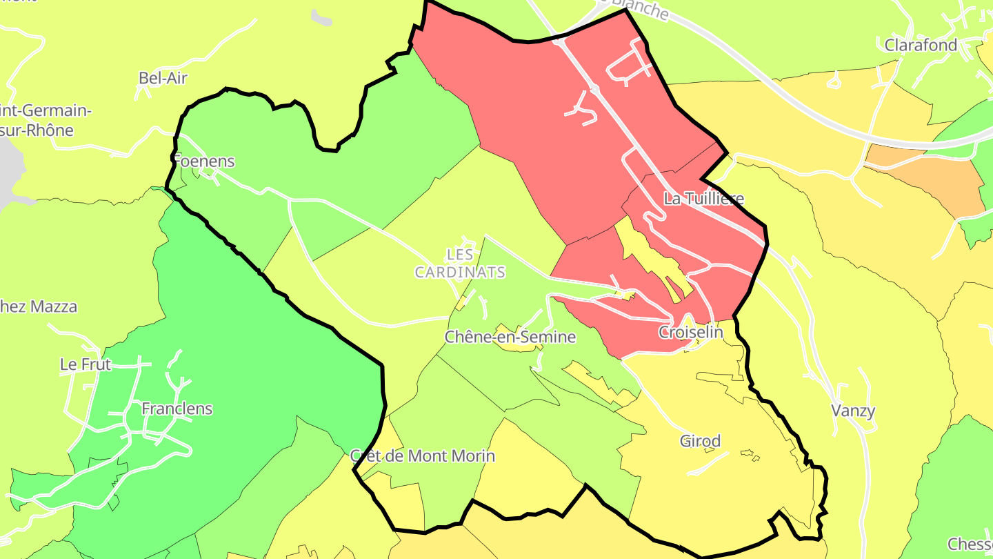 Carte des prix de l'immobilier Chêne-en-Semine