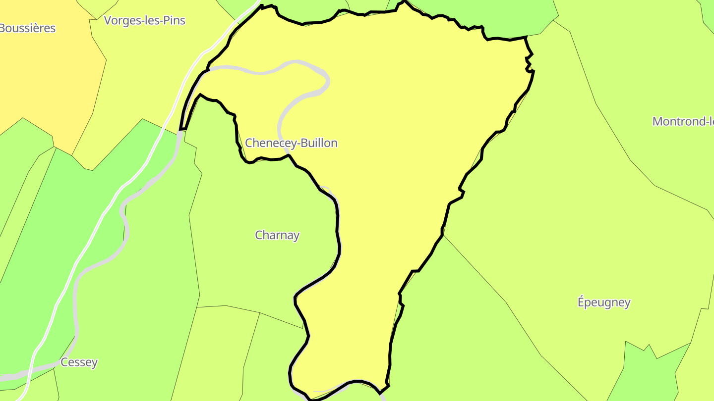 Carte des prix de l'immobilier Chenecey-Buillon