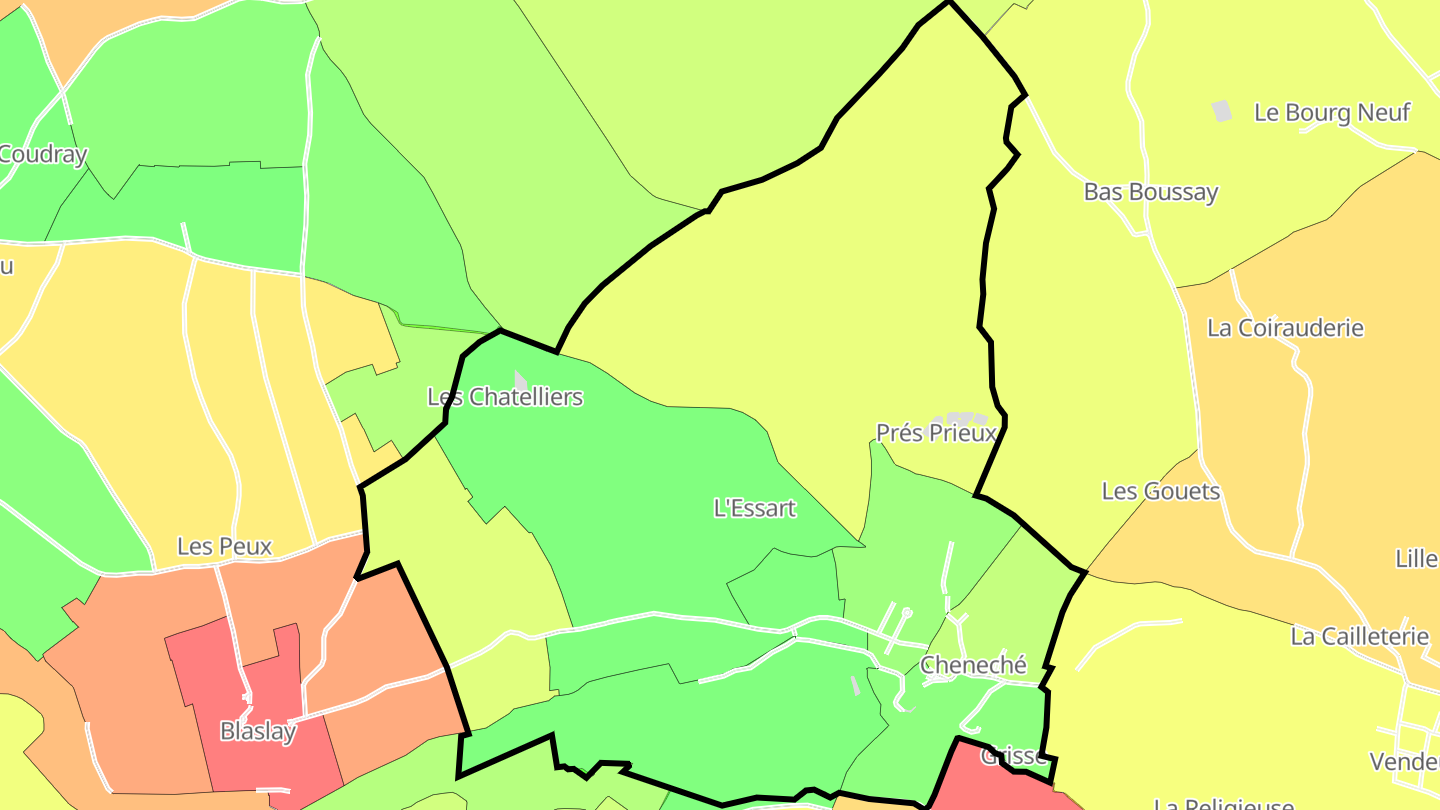 Carte des prix de l'immobilier Cheneché