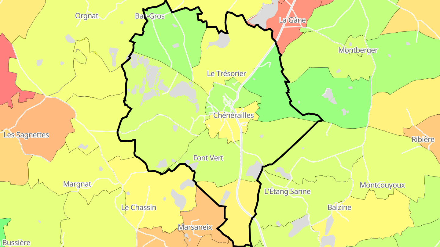 Carte des prix de l'immobilier Chénérailles