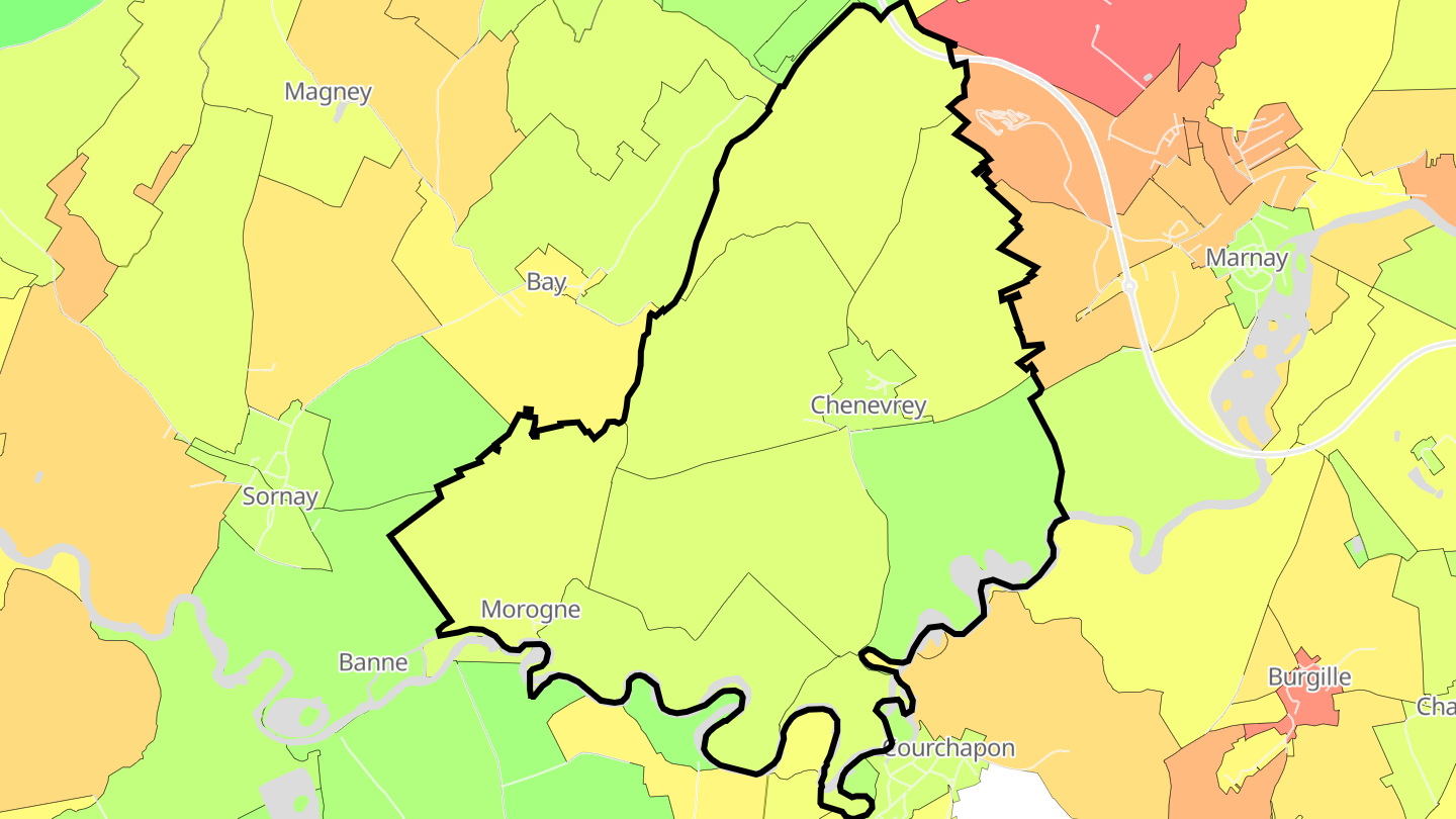 Carte des prix de l'immobilier Chenevrey-et-Morogne
