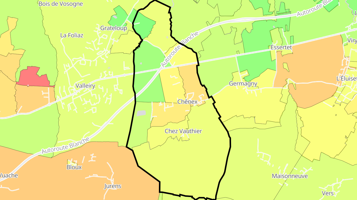 Carte des prix de l'immobilier Chênex