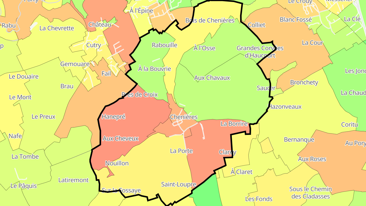 Carte des prix de l'immobilier Chenières