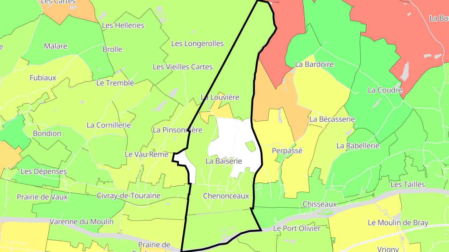 Carte des prix de l'immobilier Chenonceaux