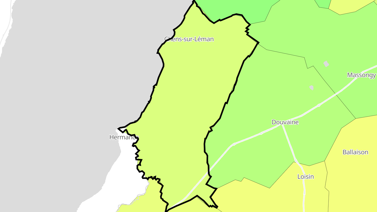 Carte des prix de l'immobilier Chens-sur-Léman