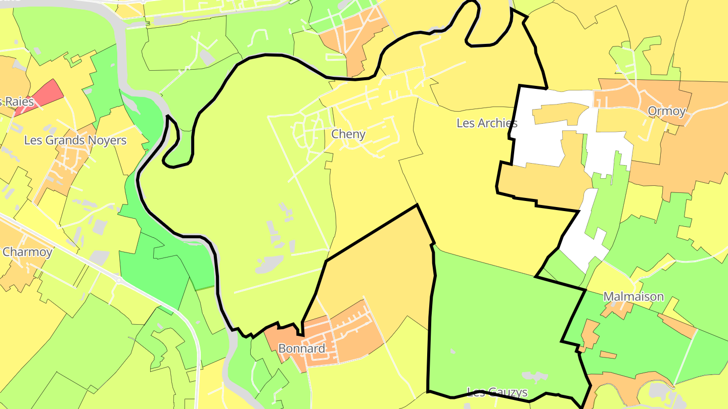 Carte des prix de l'immobilier Cheny