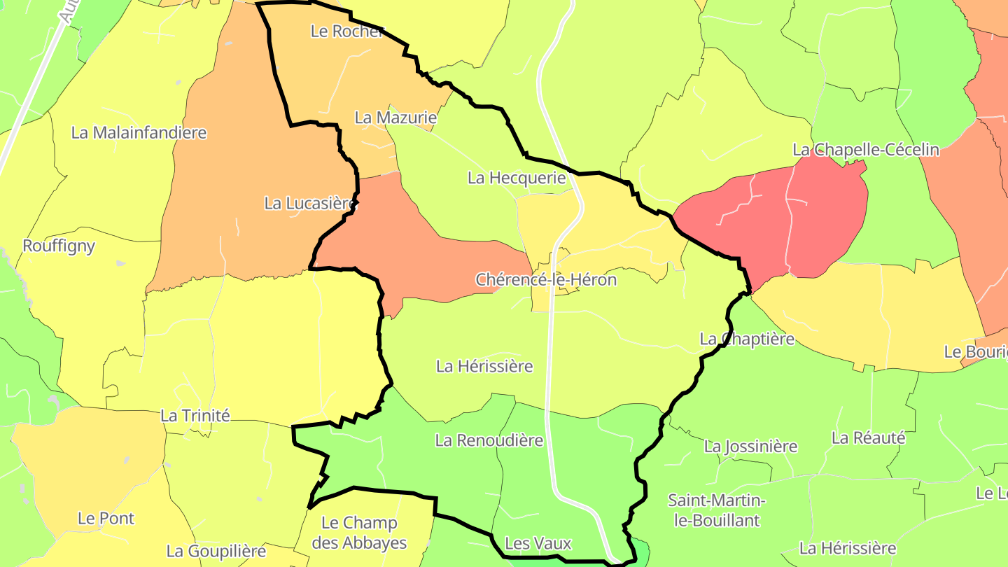 Carte des prix de l'immobilier Chérencé-le-Héron