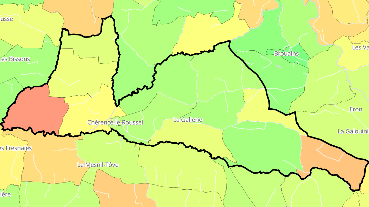 Carte des prix de l'immobilier Chérencé-le-Roussel