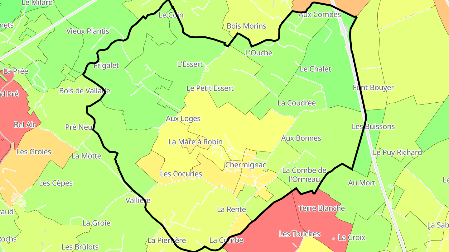 Carte des prix de l'immobilier Chermignac