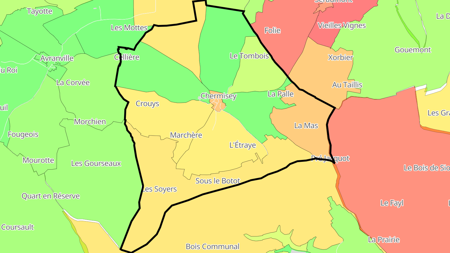 Carte des prix de l'immobilier Chermisey