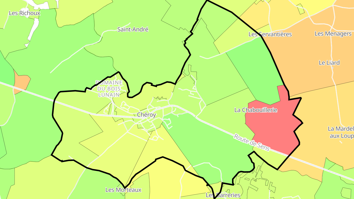 Carte des prix de l'immobilier Chéroy