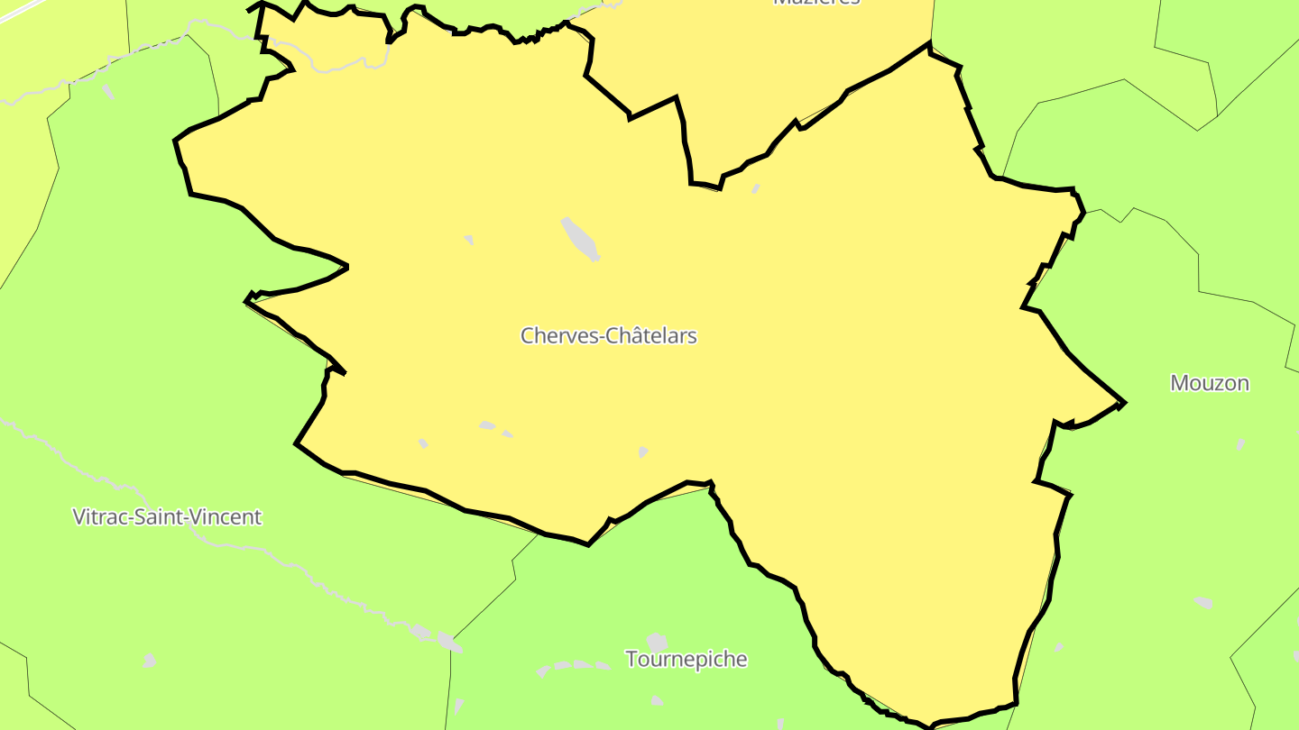 Carte des prix de l'immobilier Cherves-Châtelars