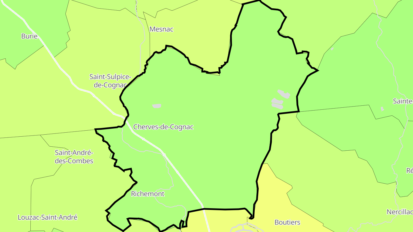 Carte des prix de l'immobilier Cherves-Richemont
