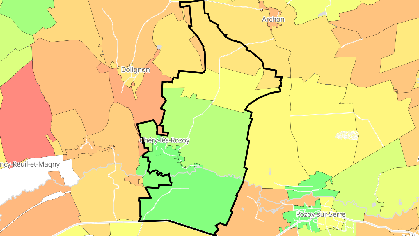 Carte des prix de l'immobilier Chéry-lès-Rozoy