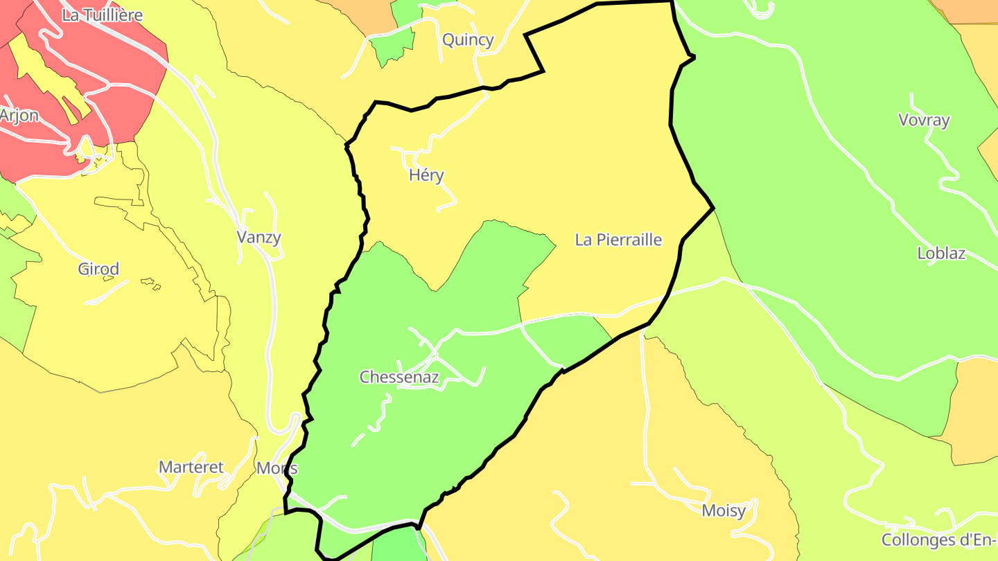 Carte des prix de l'immobilier Chessenaz