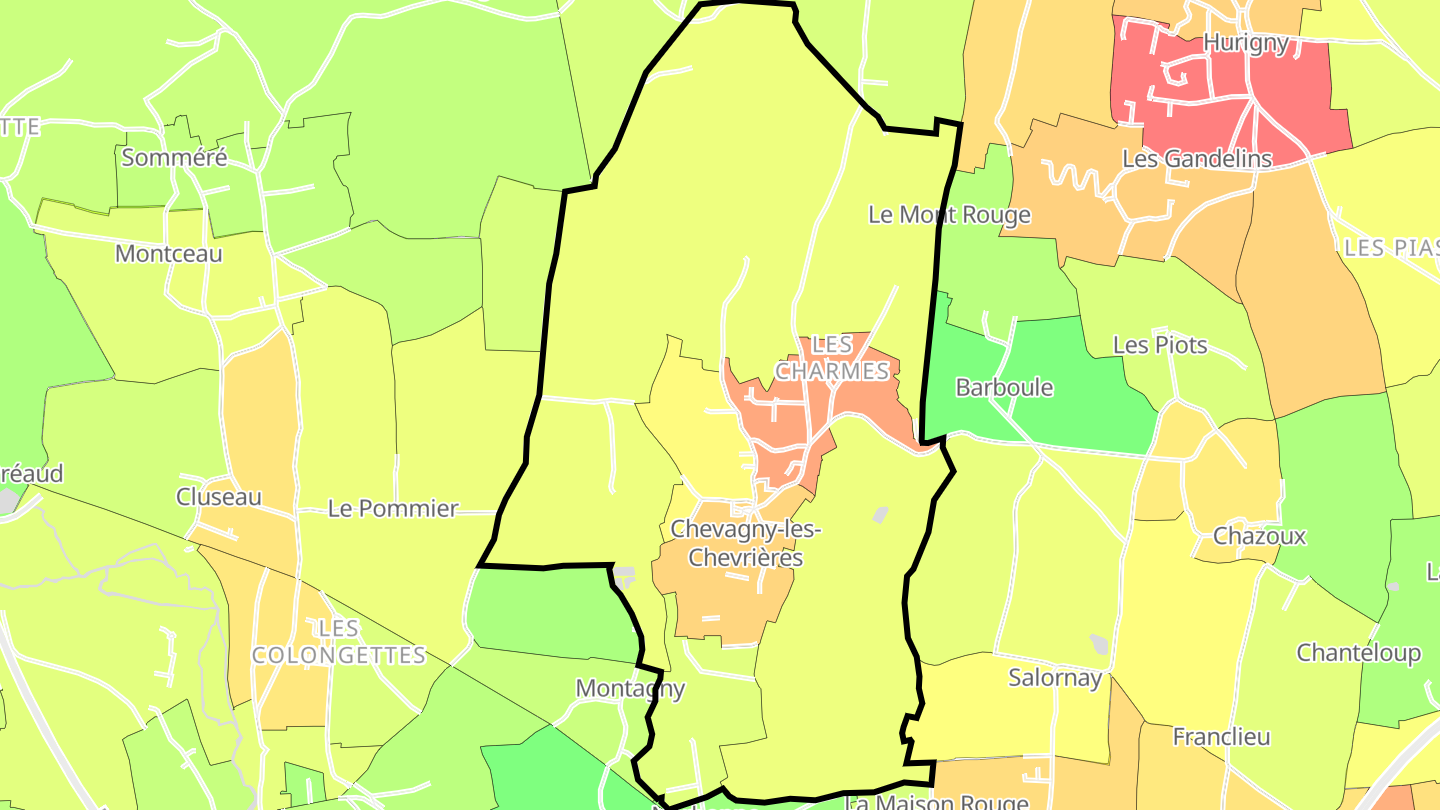Carte des prix de l'immobilier Chevagny-les-Chevrières