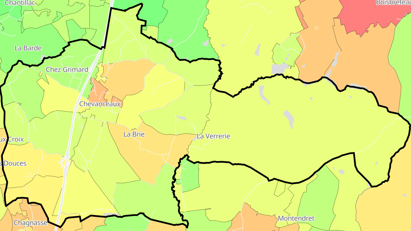 Carte des prix de l'immobilier Chevanceaux