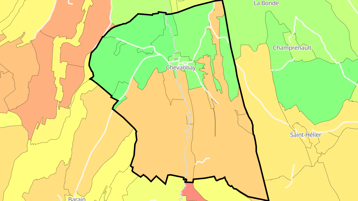 Carte des prix de l'immobilier Chevannay