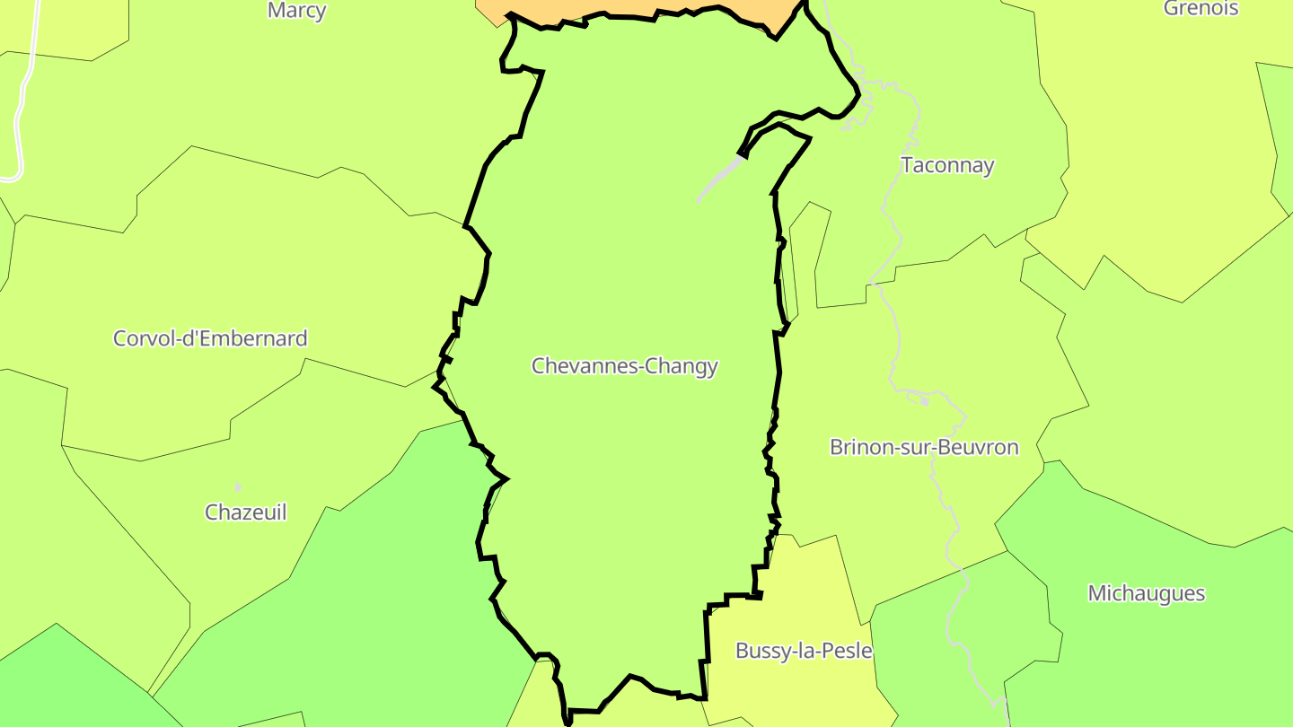 Carte des prix de l'immobilier Chevannes-Changy