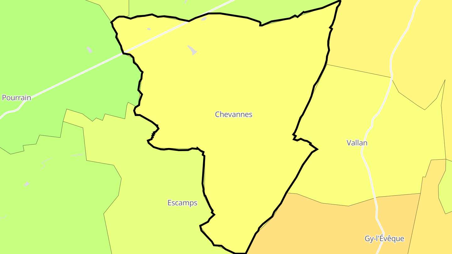 Carte des prix de l'immobilier Chevannes