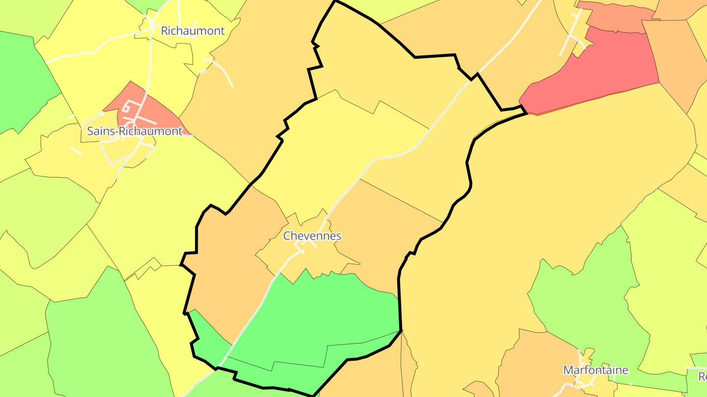 Carte des prix de l'immobilier Chevennes