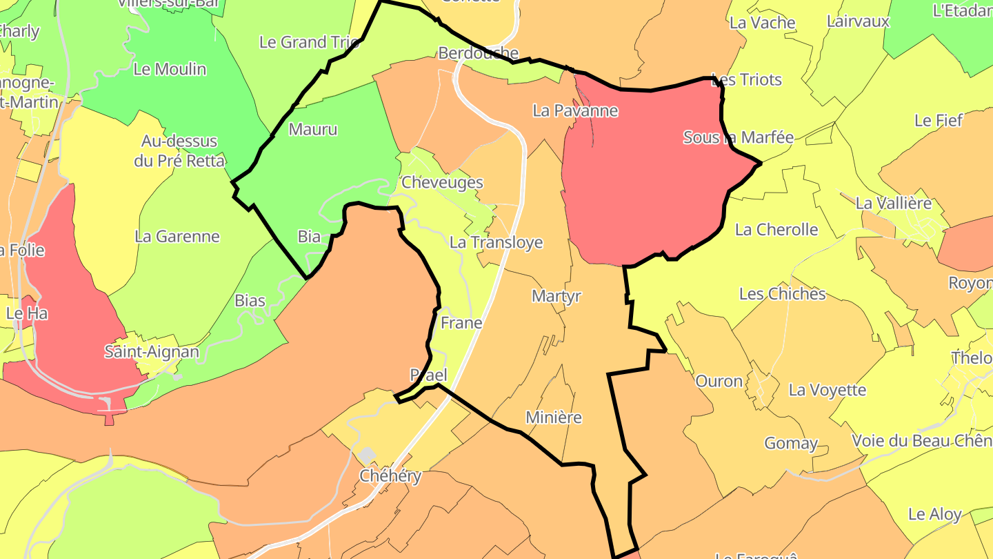 Carte des prix de l'immobilier Cheveuges