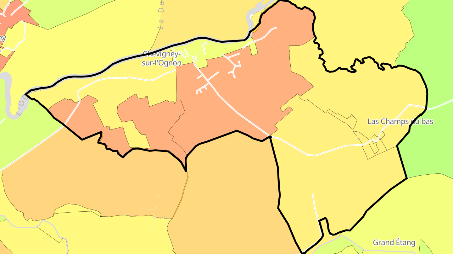 Carte des prix de l'immobilier Chevigney-sur-l'Ognon