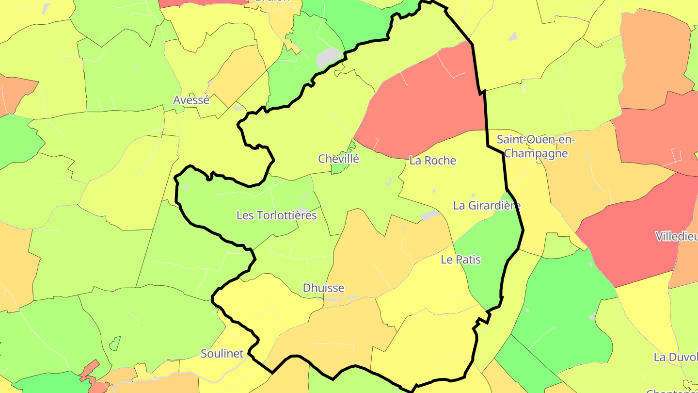 Carte des prix de l'immobilier Chevillé
