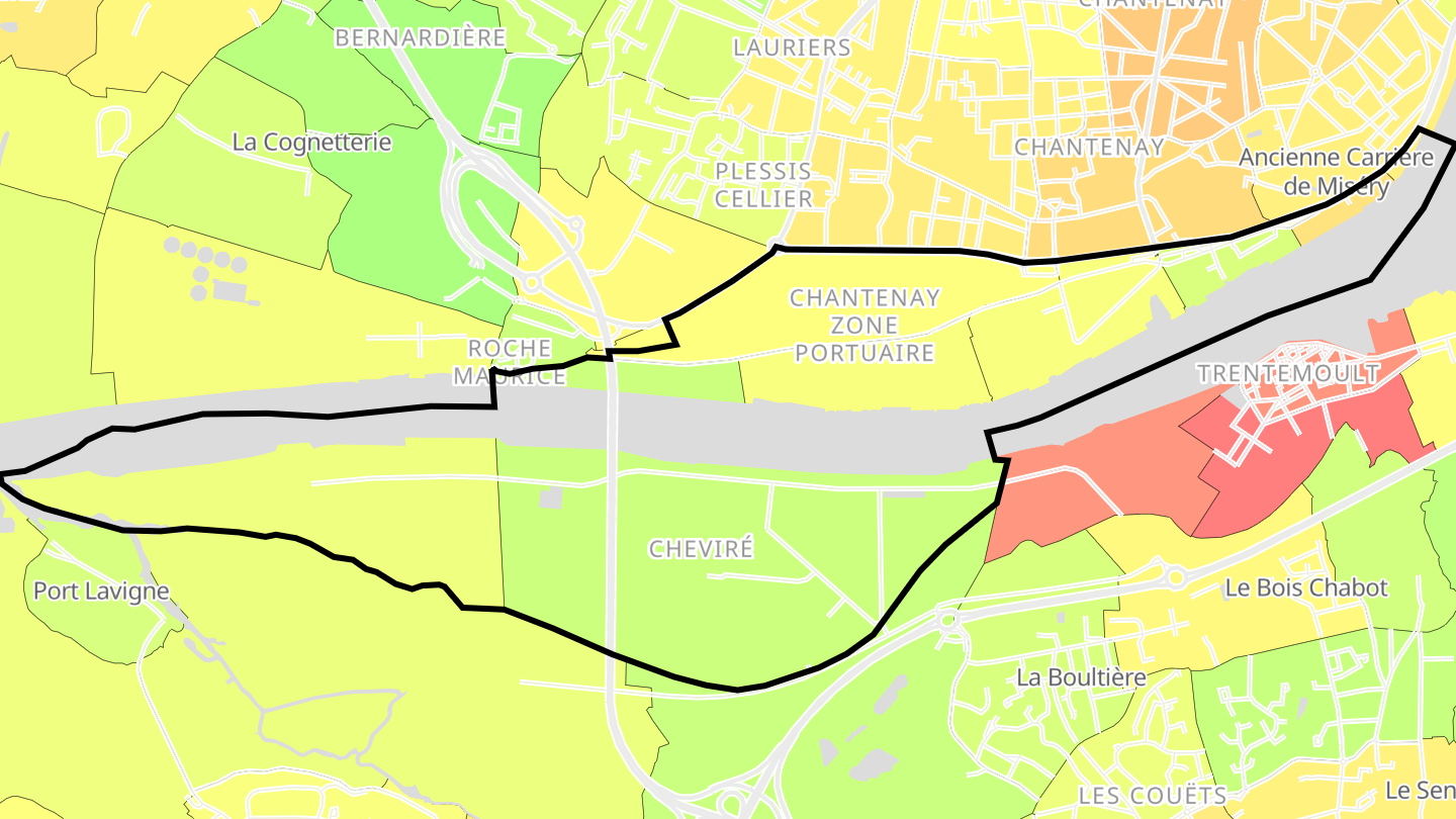 Carte des prix de l'immobilier Cheviré - Zone portuaire