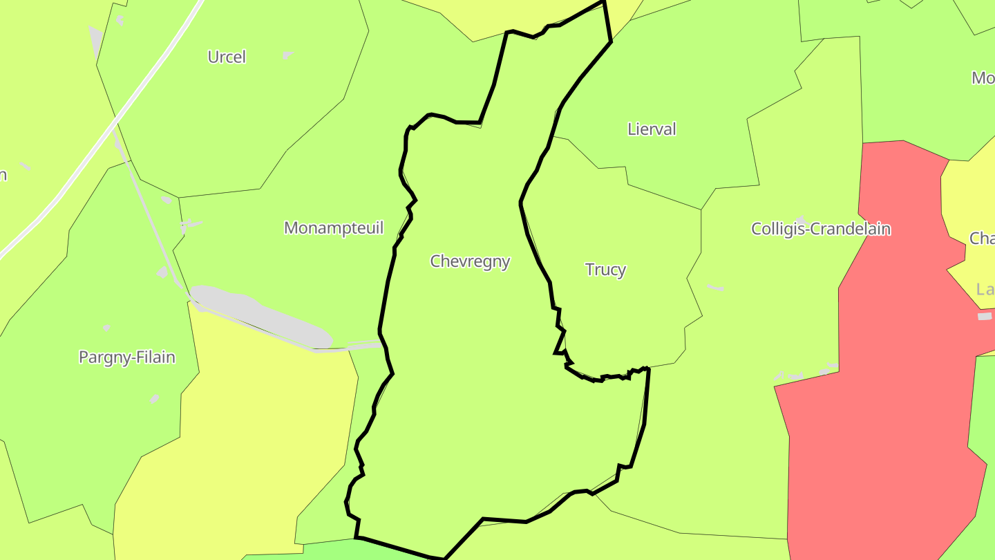 Carte des prix de l'immobilier Chevregny