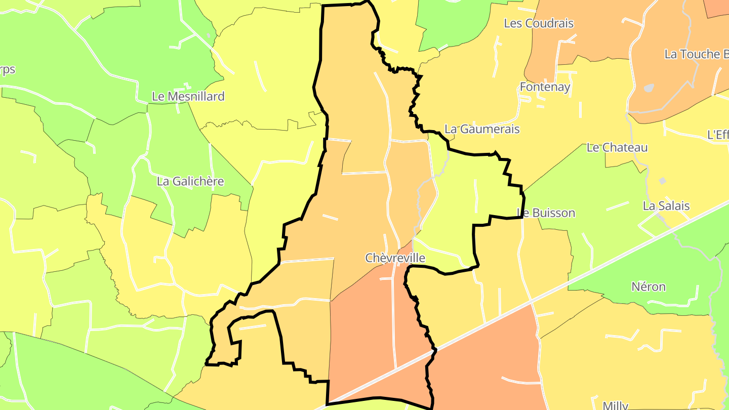 Carte des prix de l'immobilier Chèvreville