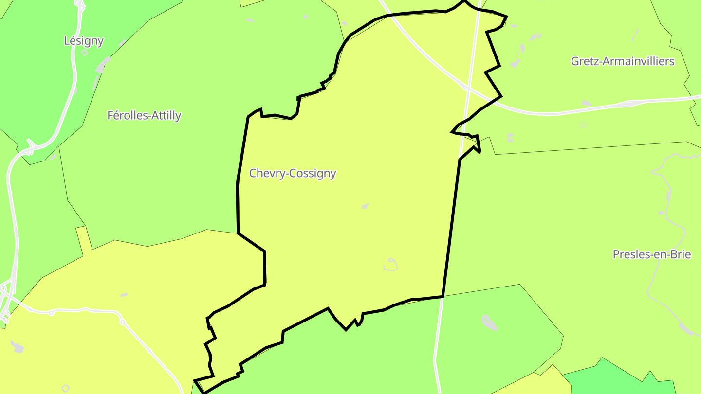 Carte des prix de l'immobilier Chevry-Cossigny