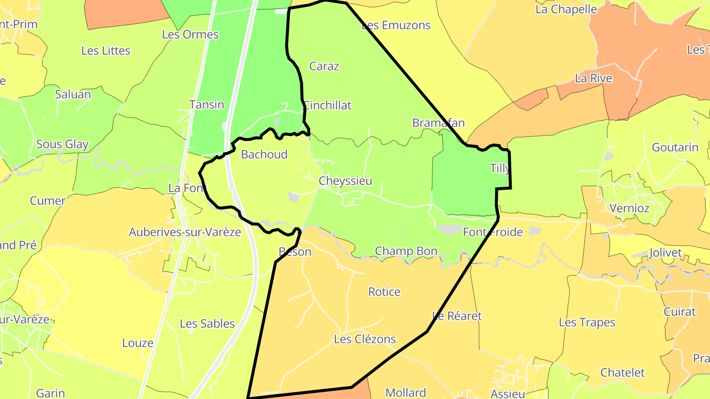 Carte des prix de l'immobilier Cheyssieu