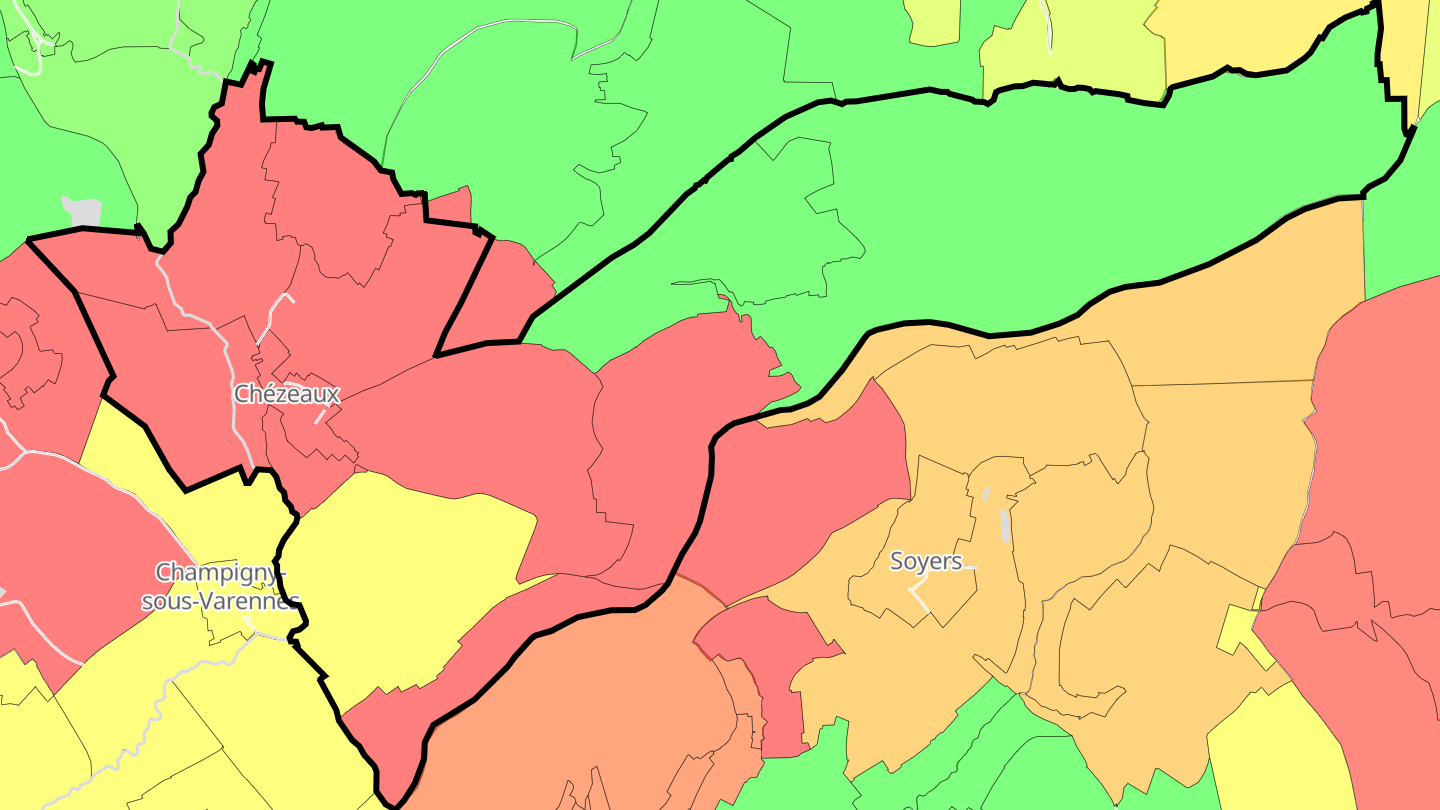 Carte des prix de l'immobilier Chézeaux
