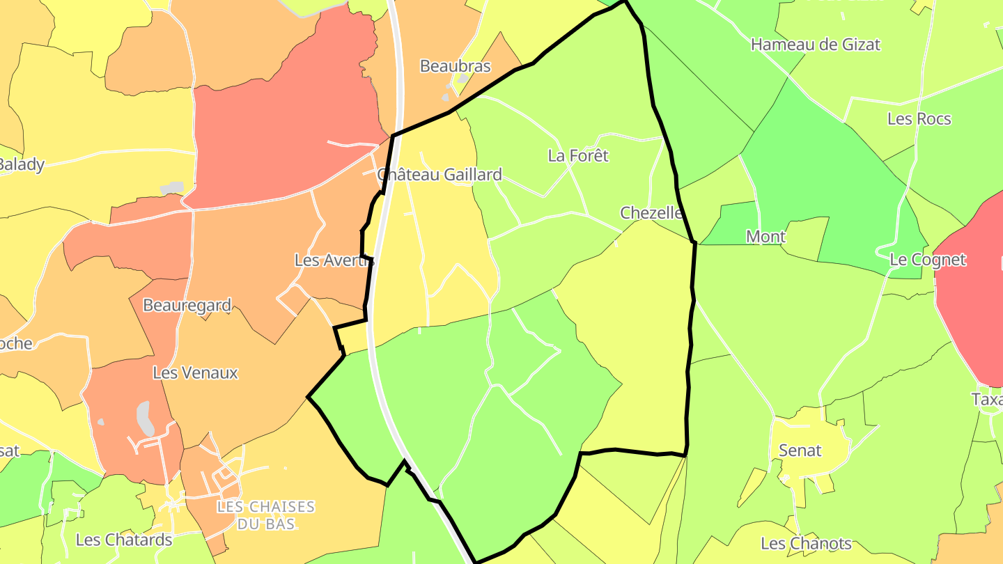 Carte des prix de l'immobilier Chezelle